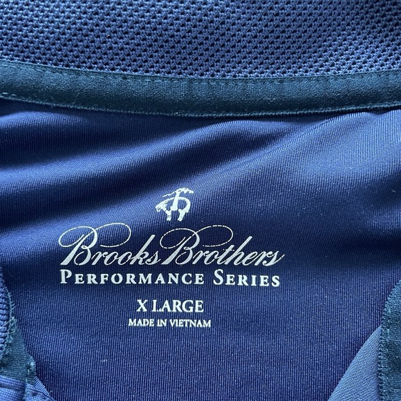 Brooks Brothers Polo XL Mens Blue Stripe Red Performance Preppy Golf Lightweight - Picture 7 of 11